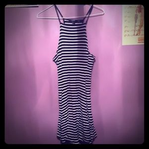 Black and white striped dress